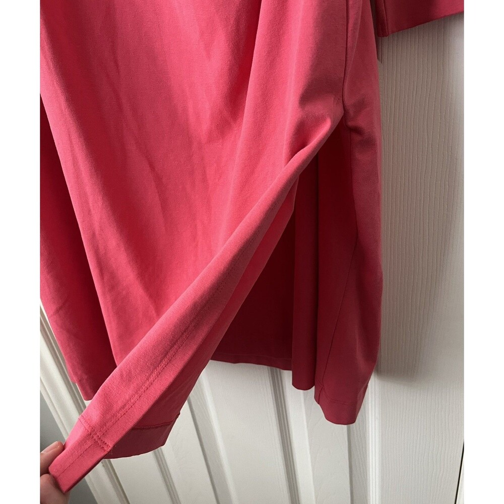 Soft Surroundings Wear Anywhere Dress Pink Faux Wrap 3/4 Sleeve Pullover Size L - Picture 6 of 9